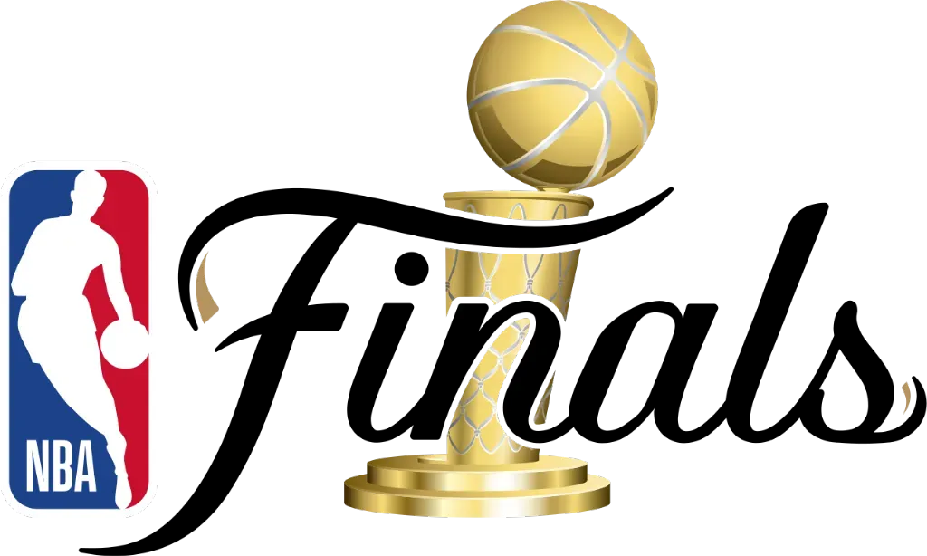 NBA - Logo with championship trophy design.