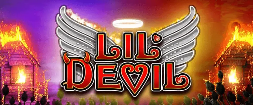 Lil Devil - Logo with wings and fiery background.